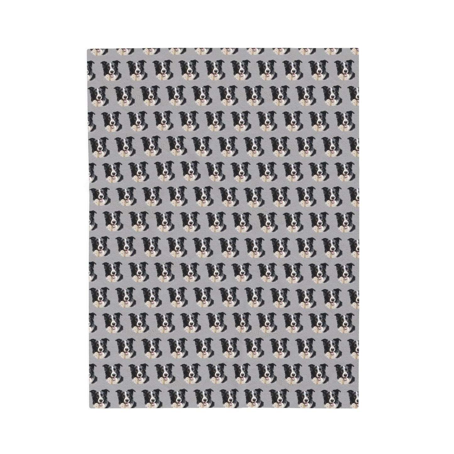 Border Collie Velveteen Plush Blanket - Light Grey Background