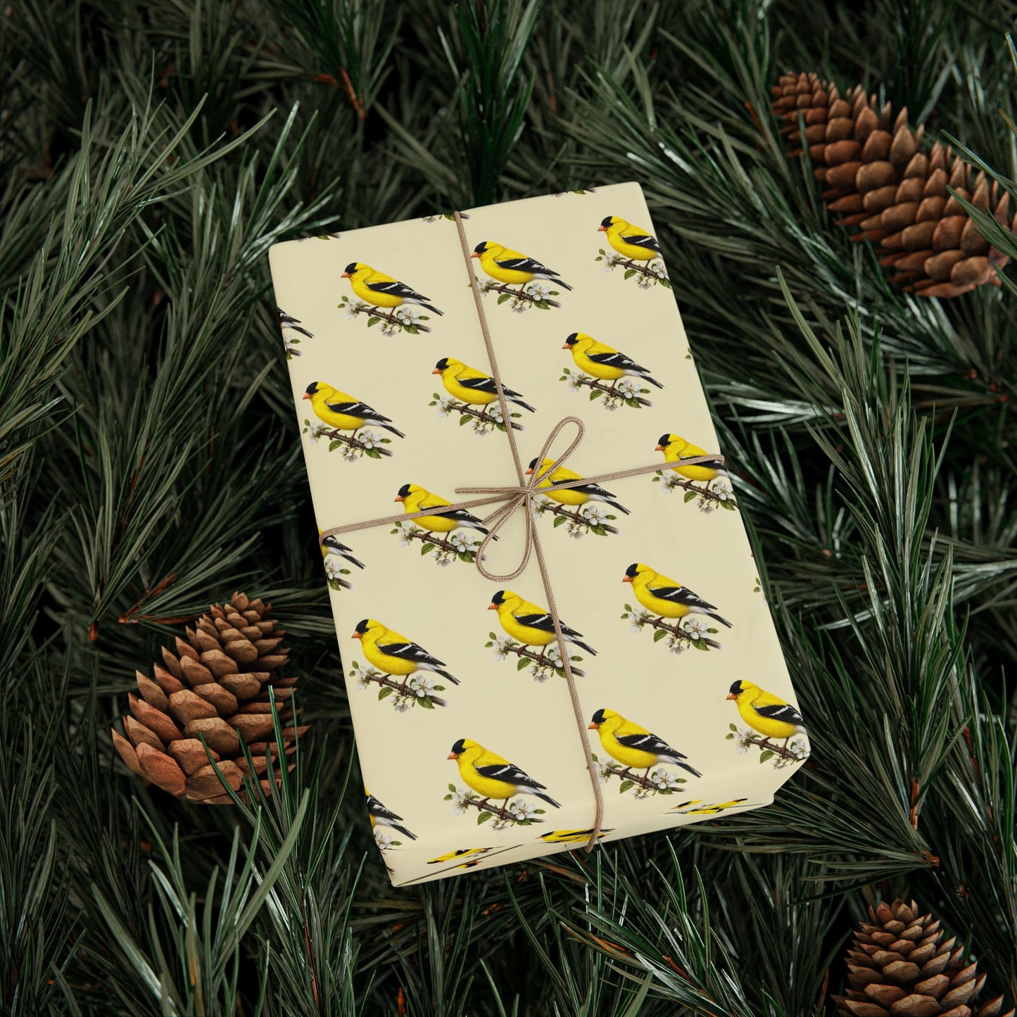 Goldfinch Pattern Wrapping Paper | Bird Gift Wrap Roll