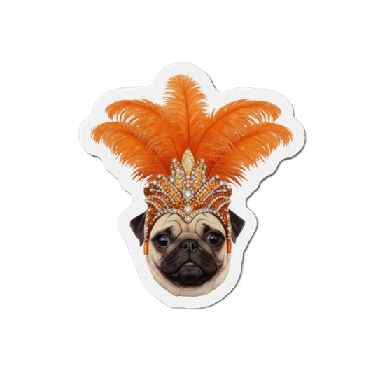 Pug Showgirl Magnet - The Animal Showgirl Collection Orange Edition - Vibrant Color - Durable Outdoor Vinyl