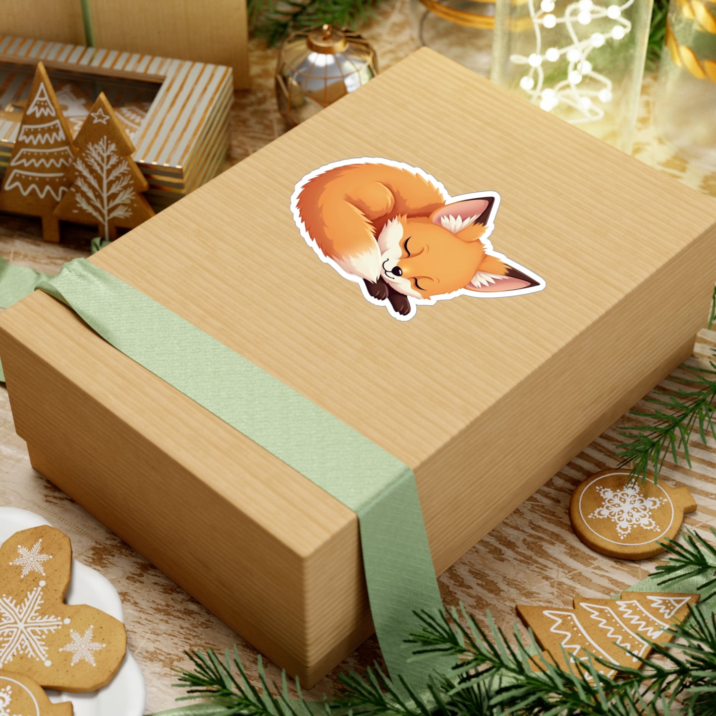 Vinyl Decals, Cute Fox Curled Up Sleeping, Laptop Stickers, Car Decals, Animal Lover Gift, Nursery Decor, Nature Wall Art