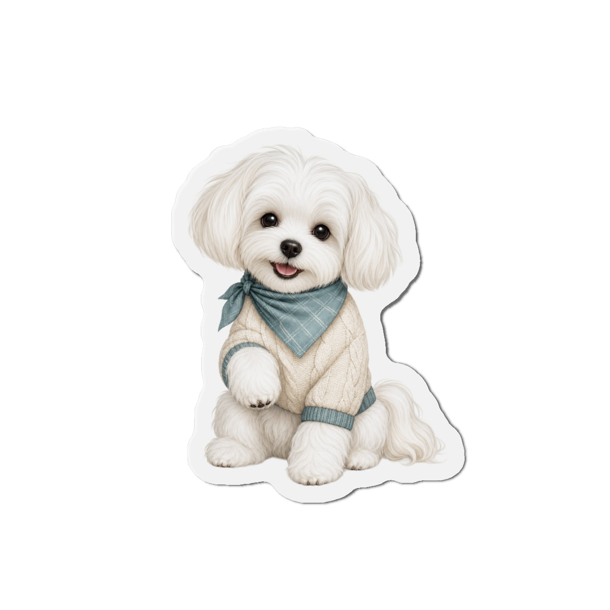 Maltese Dog Magnet - Teal Bandana Dog Lover Gift