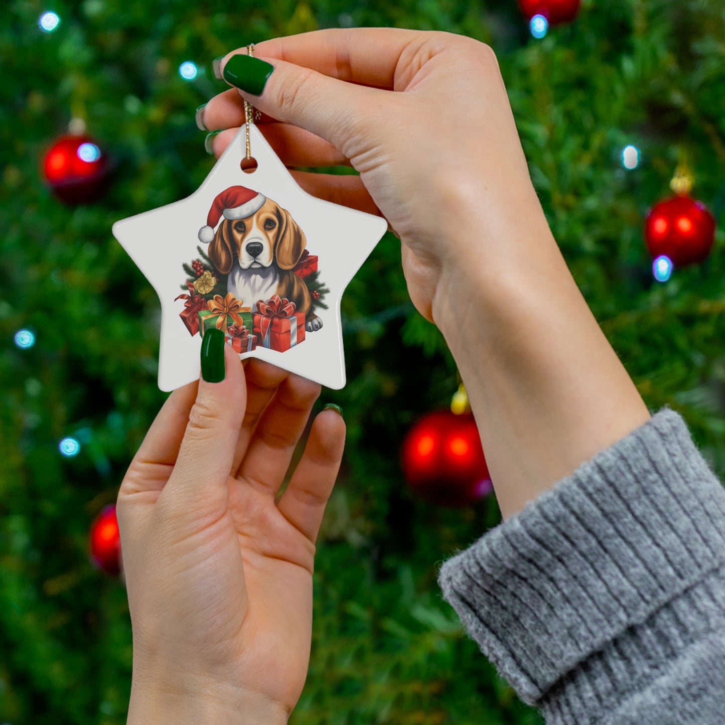 Beagle Christmas Ornament - Ceramic