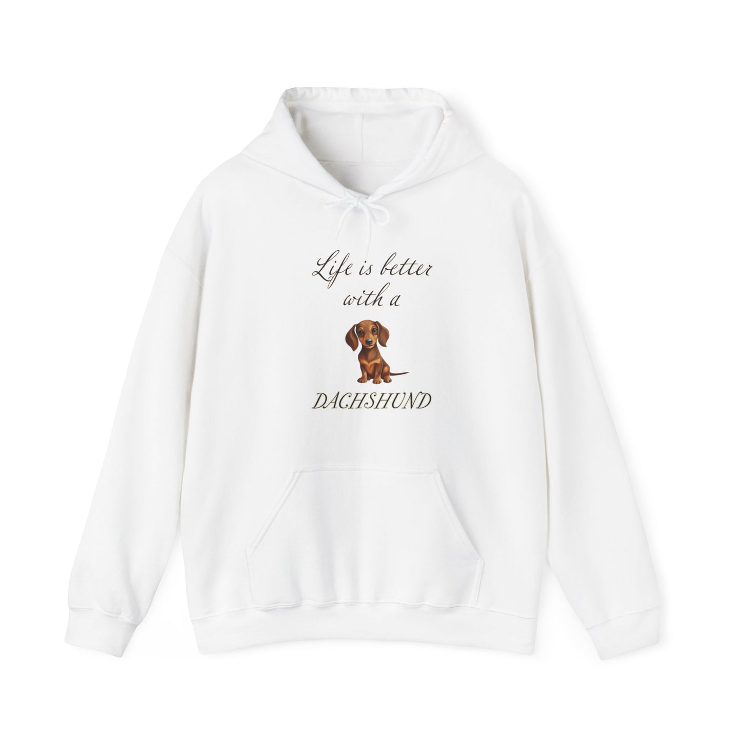 Life is Better with a Dachshund Hoodie - Unisex Heavy Blend Hooded Dog Mom or Dog Dad Sweatshirt, gift for Dog Mom, Gift for Dog Dad