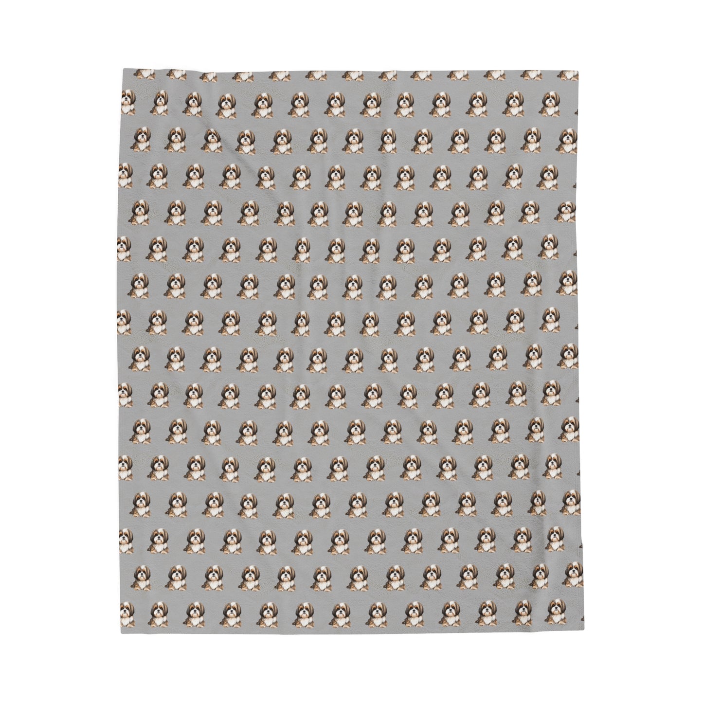 Shih Tzu Velveteen Plush Blanket - Light Grey Background