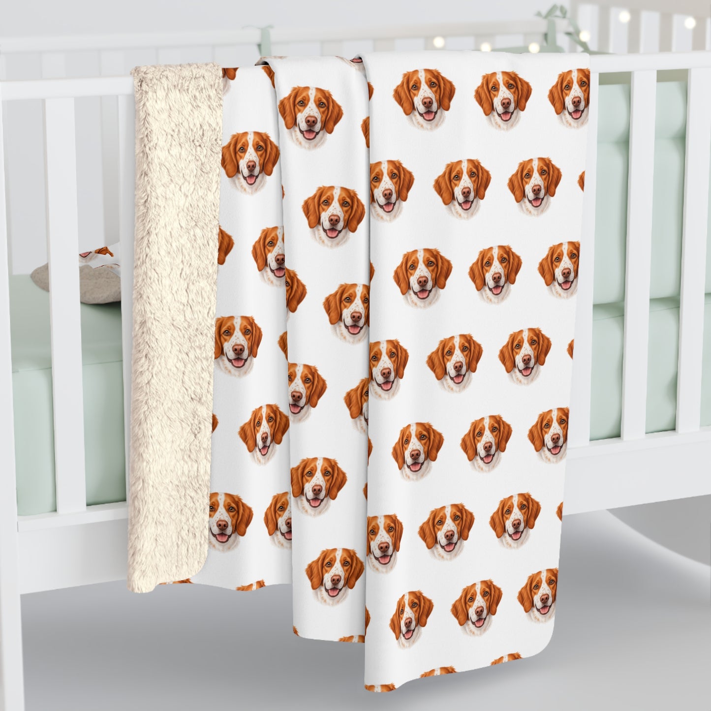 Brittany Spaniel Sherpa Fleece Blanket - Dog Lover Gift