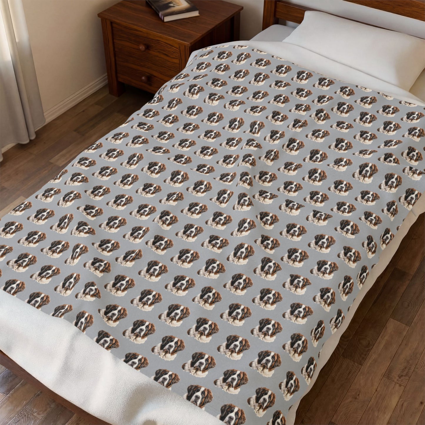 St. Bernard Blanket (Velveteen Plush, Grey)