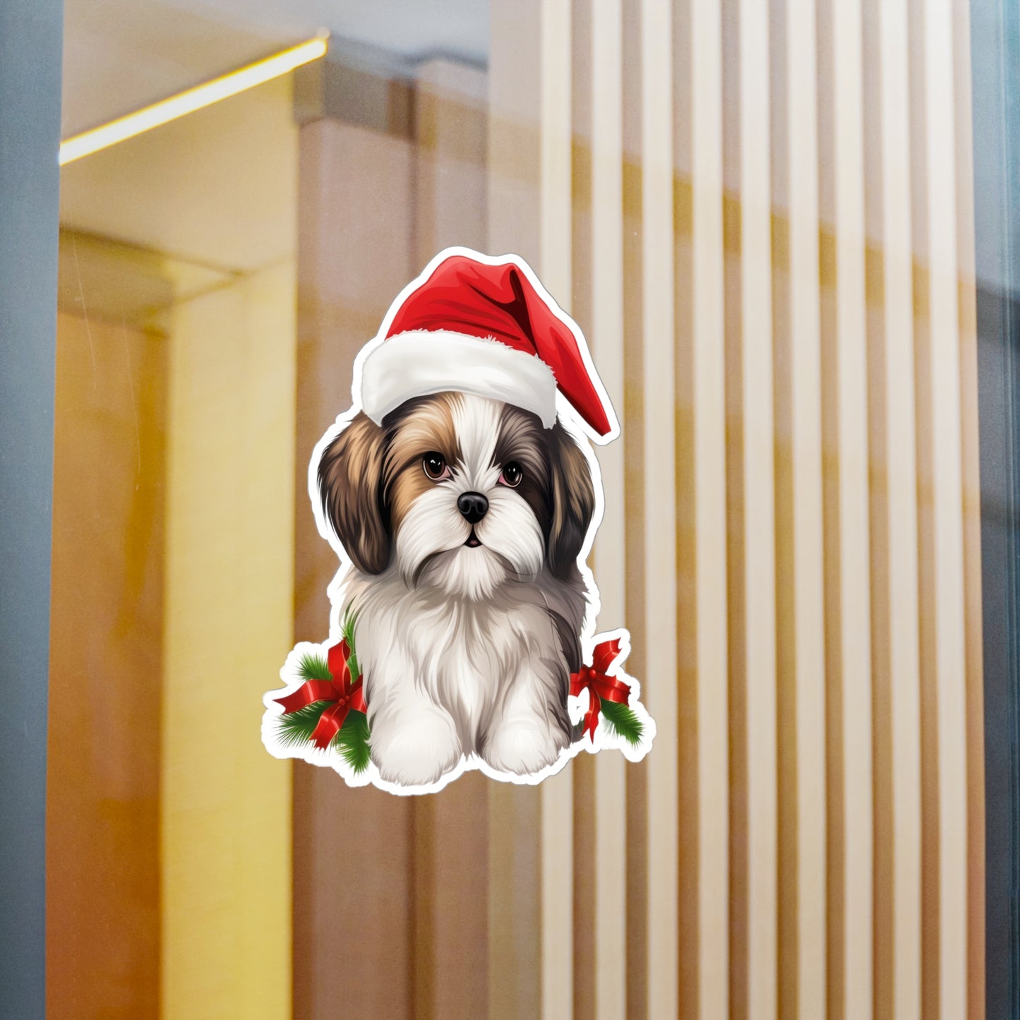 Shih Tzu Christmas Sticker - Waterproof Dog Decal