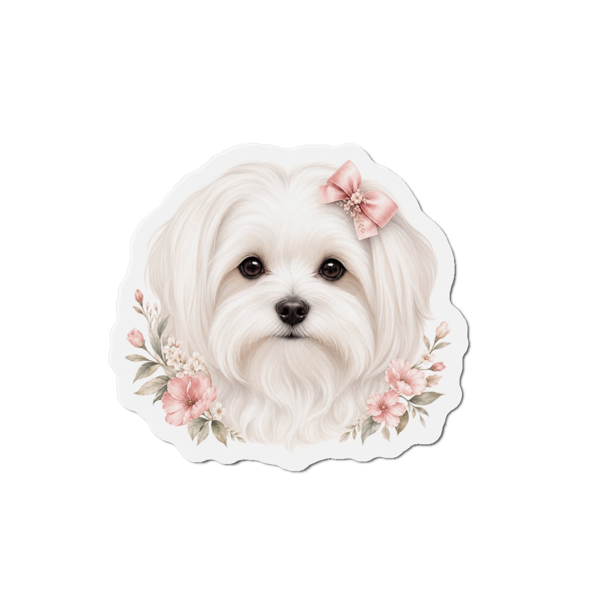 Maltese Dog Magnet - Pink Bow Dog Lover Gift