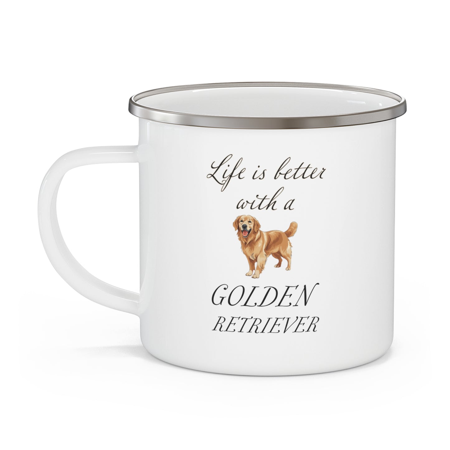 Life is Better with a Golden Retriever Enamel Camping Mug