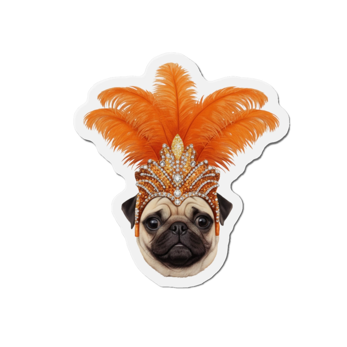 Pug Showgirl Magnet - The Animal Showgirl Collection Orange Edition - Vibrant Color - Durable Outdoor Vinyl