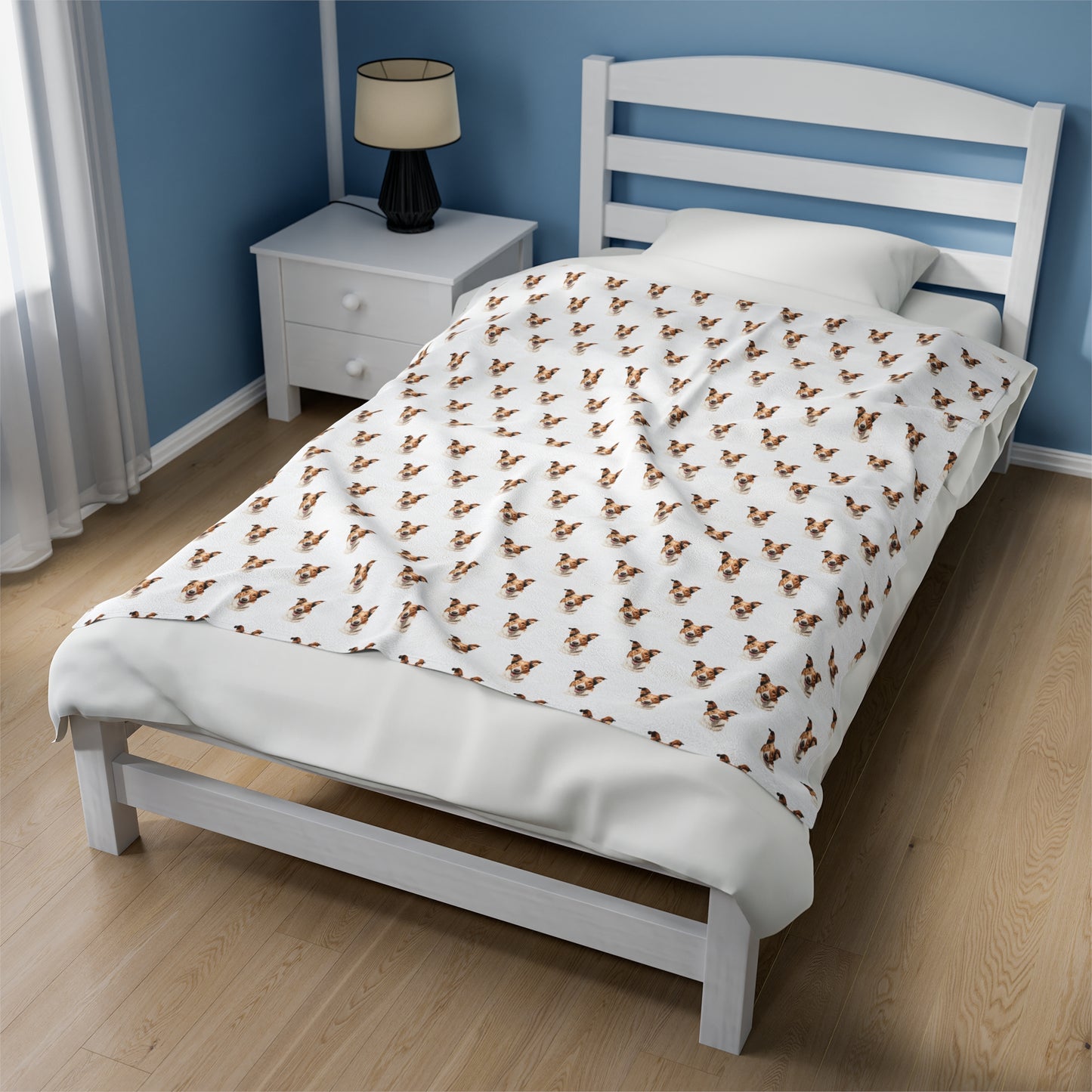Smooth Collie Velveteen Plush Blanket (White)