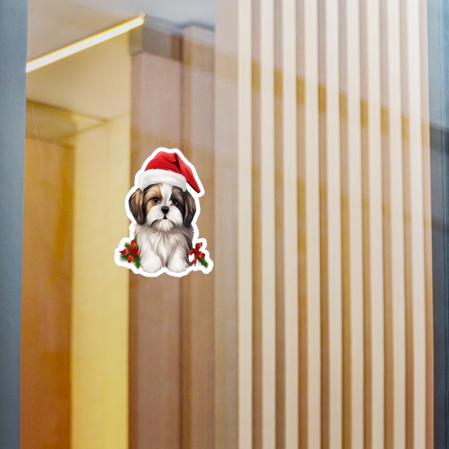 Shih Tzu Christmas Sticker - Waterproof Dog Decal