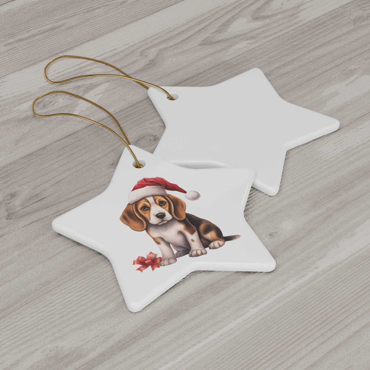 Beagle Ceramic Christmas Ornament