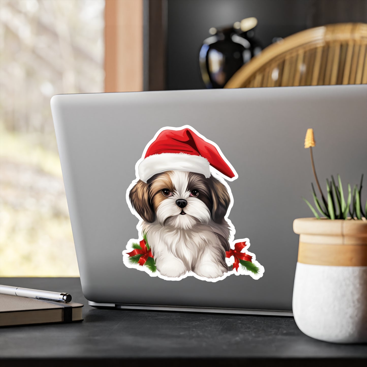 Shih Tzu Christmas Sticker - Waterproof Dog Decal