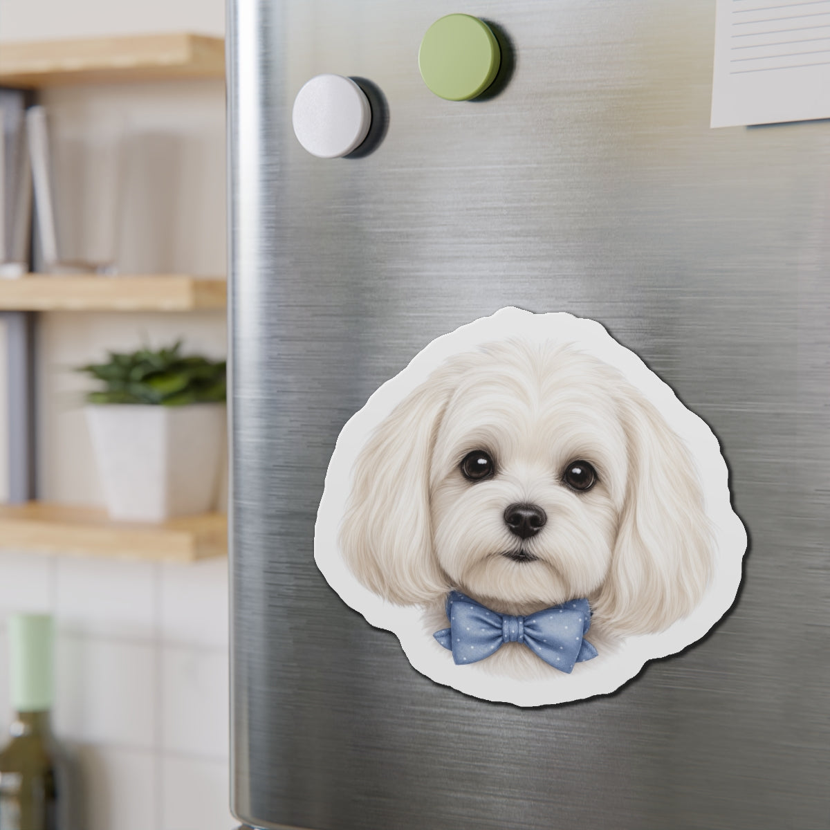 Maltese Dog Magnet - Blue Bowtie Dog Lover Gift