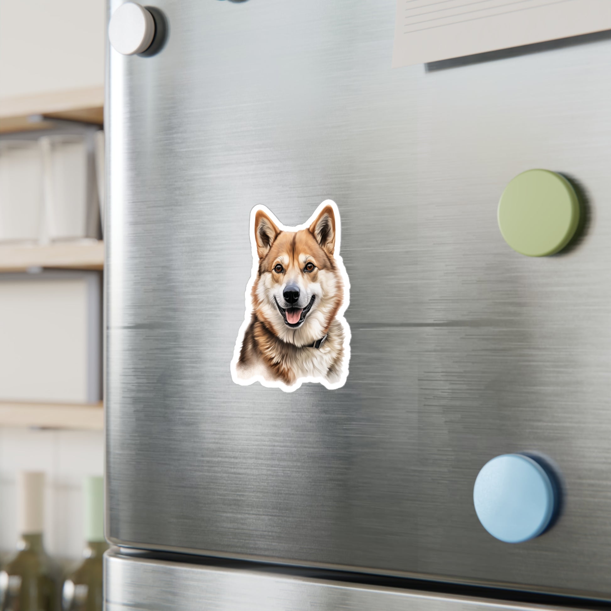 akita sticker on fridge
