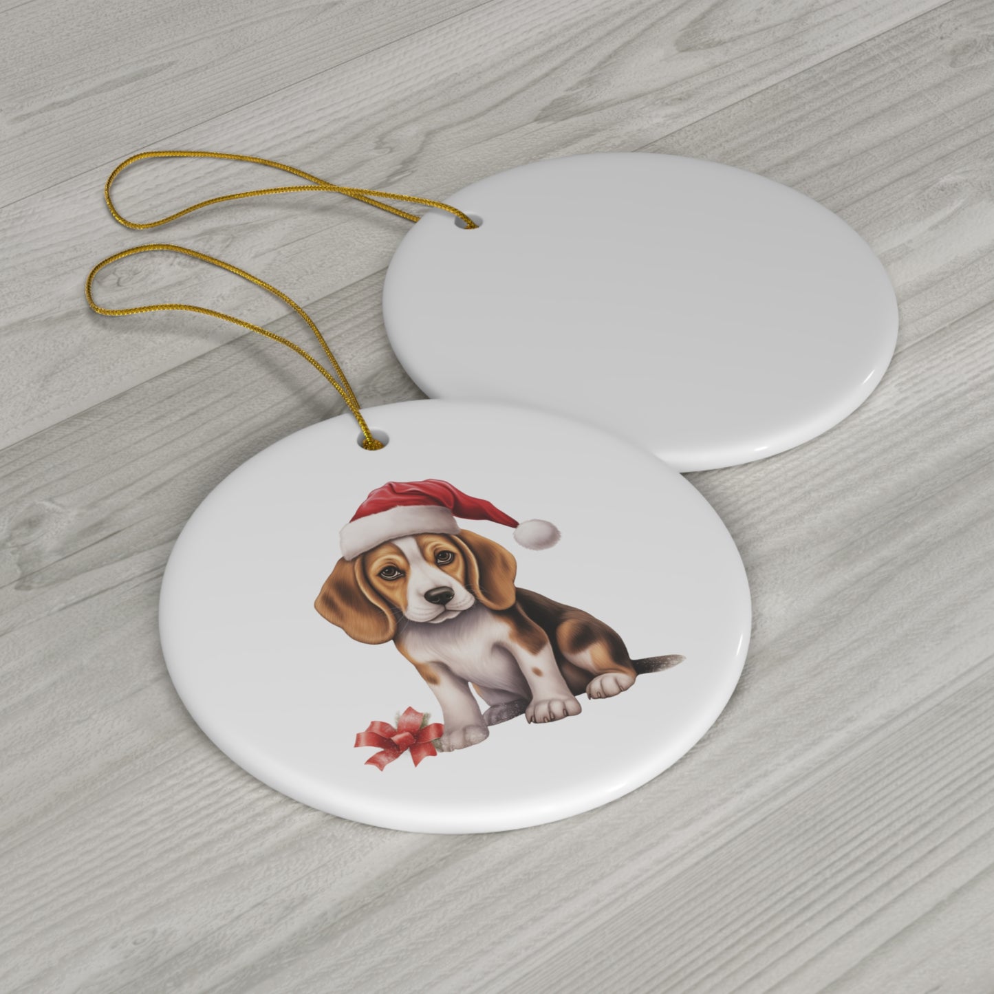 Beagle Ceramic Christmas Ornament