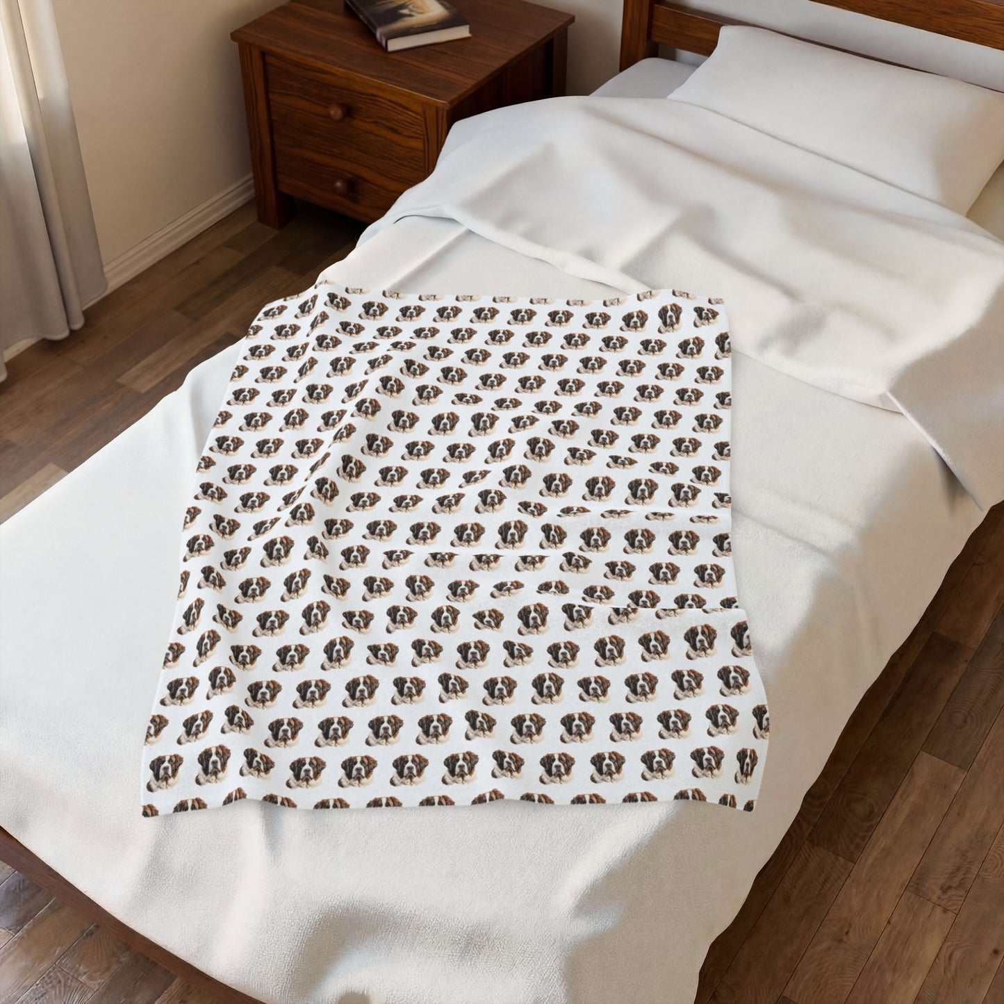 St. Bernard Blanket (Velveteen Plush, White)