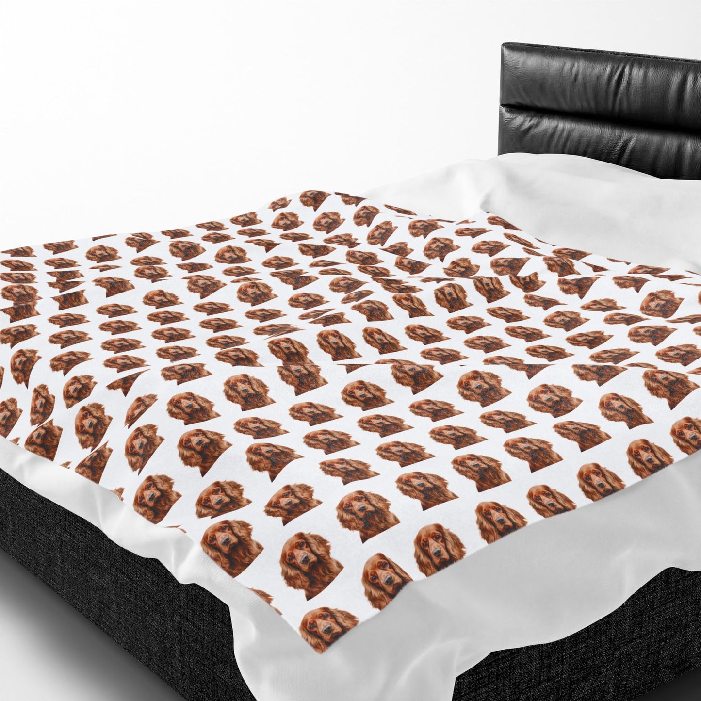 Cocker Spaniel Blanket (Velveteen Plush, White)