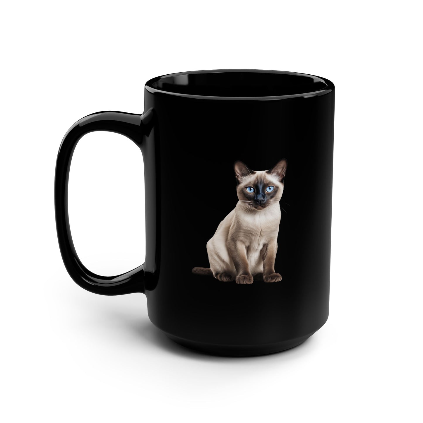 Siamese Cat Mug, 15oz - Cute Kitten Ceramic Cup for Coffee & Tea, Cat Lover Gift, Cat Mom Present, Animal Theme Kitchen Decor, Pet Owner