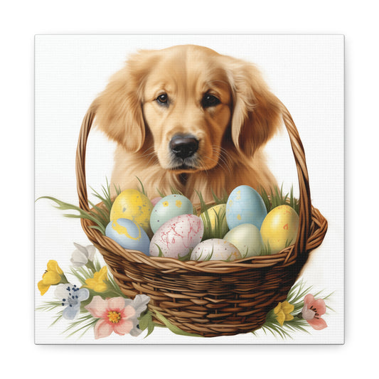 Golden Retriever Easter Wall Art - Spring Print - Canvas Gallery Wraps