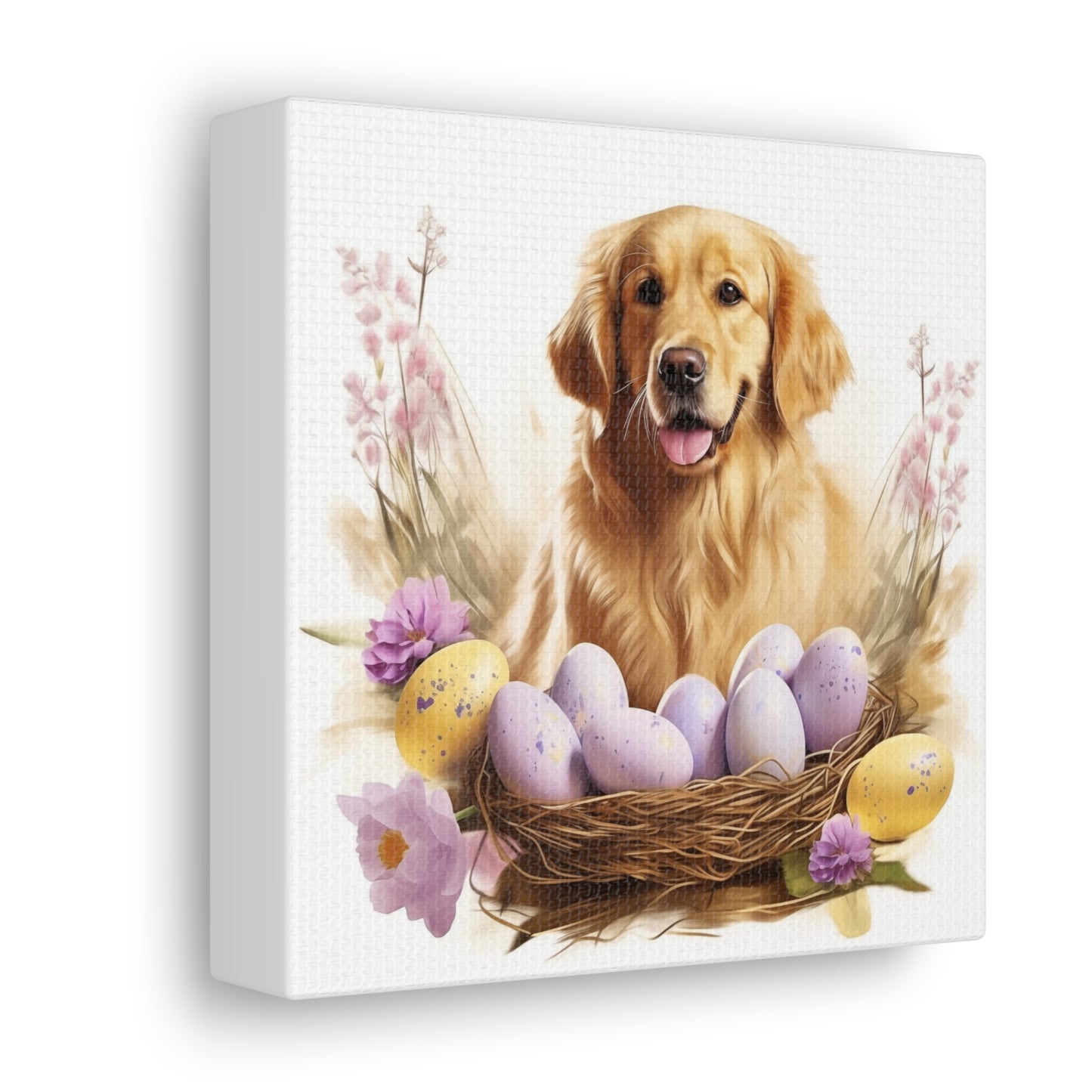 Golden Retriever Easter Wall Art - Spring Print - Canvas Gallery Wraps