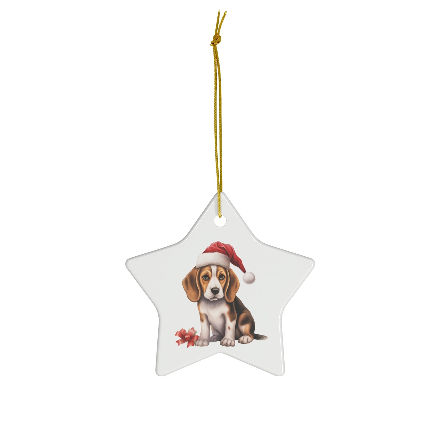 Beagle Ceramic Christmas Ornament