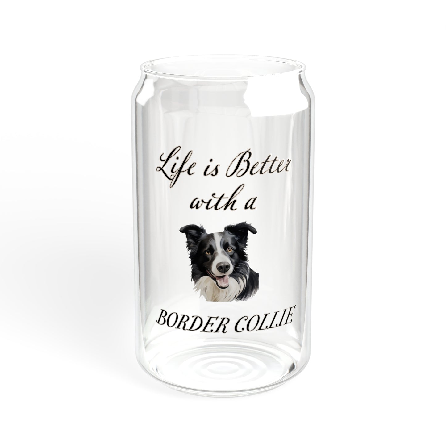 Border Collie Sipper Glass, 16oz