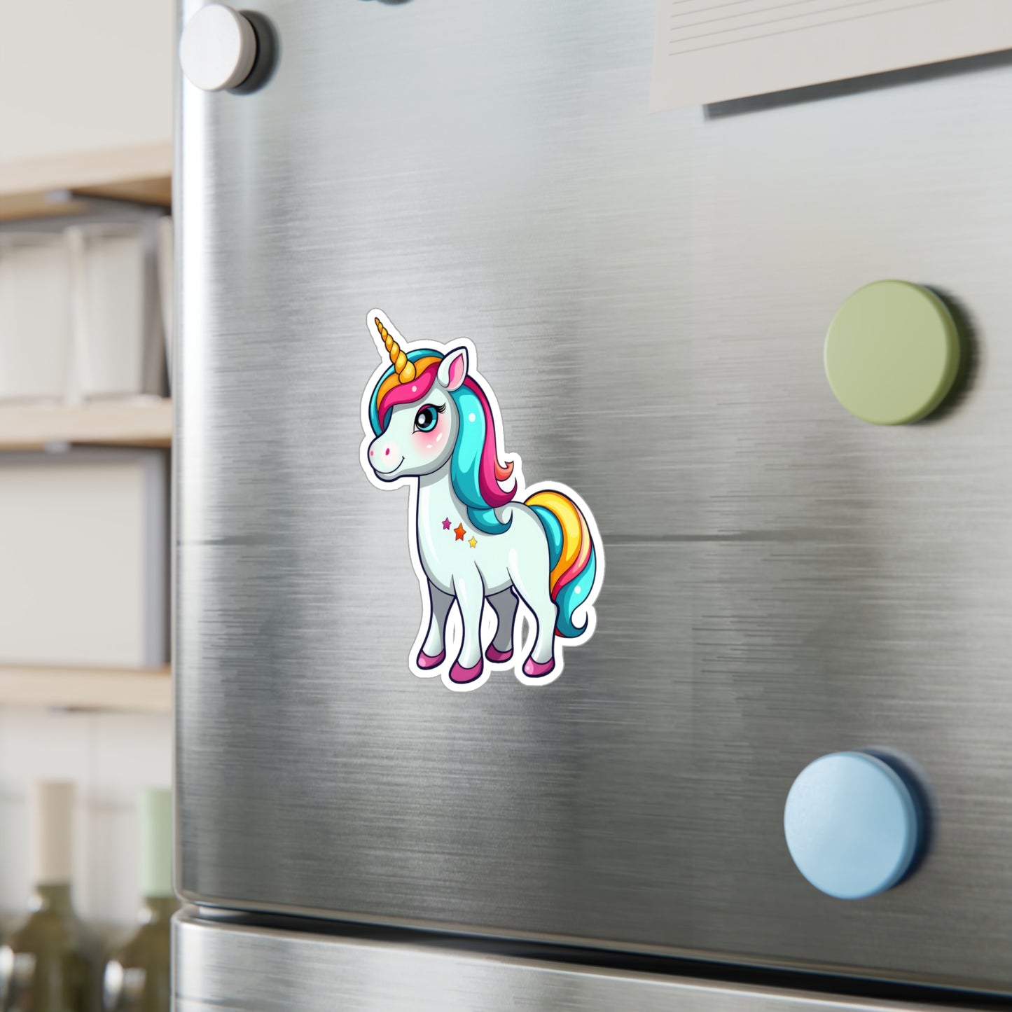 Unicorn Cartoon with Stars Sticker - Waterproof Animal Decal