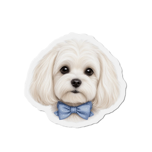 Maltese Dog Magnet - Blue Bowtie Dog Lover Gift