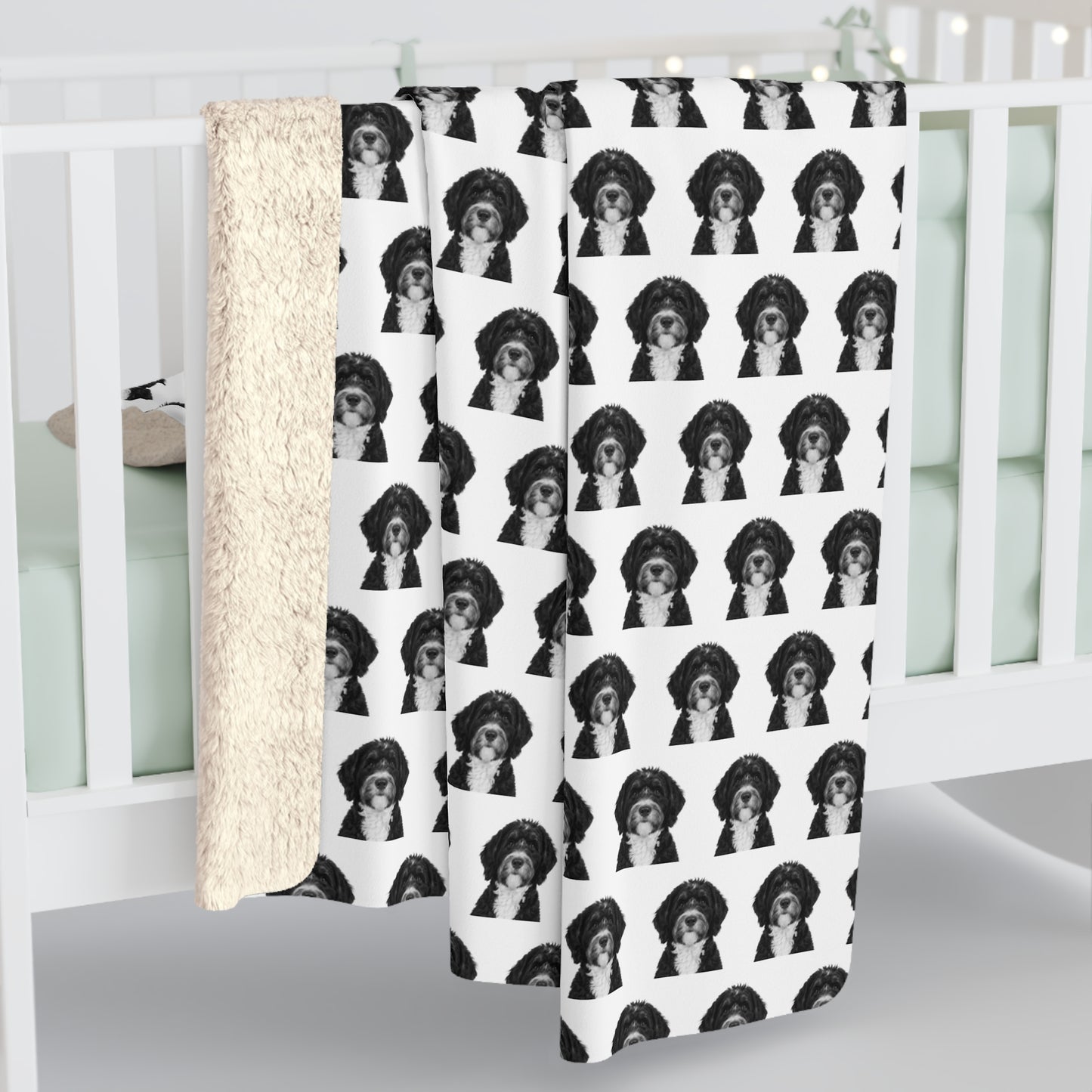 Sherpa Fleece Blanket, Bernedoodle Design - Cozy Throw, Dog Lover Gift, Home Decor, Animal Print, Winter Blanket