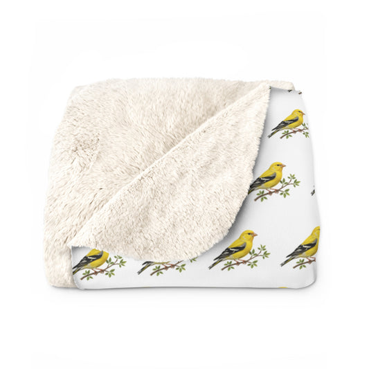 Cozy Finch Sherpa Fleece Blanket - Soft Throw for Relaxation, Home Decor, Gift, Bird Lovers, Holiday Comfort