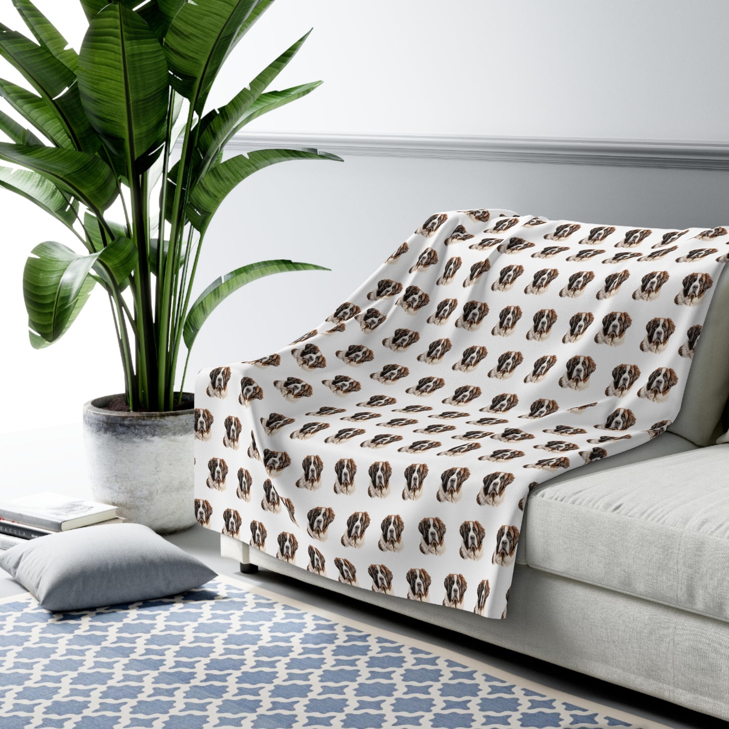 Sherpa Fleece Blanket, St Bernard Dog Print Throw, Cozy Winter Home Decor, Pet Lover Gift, Animal Lover Present