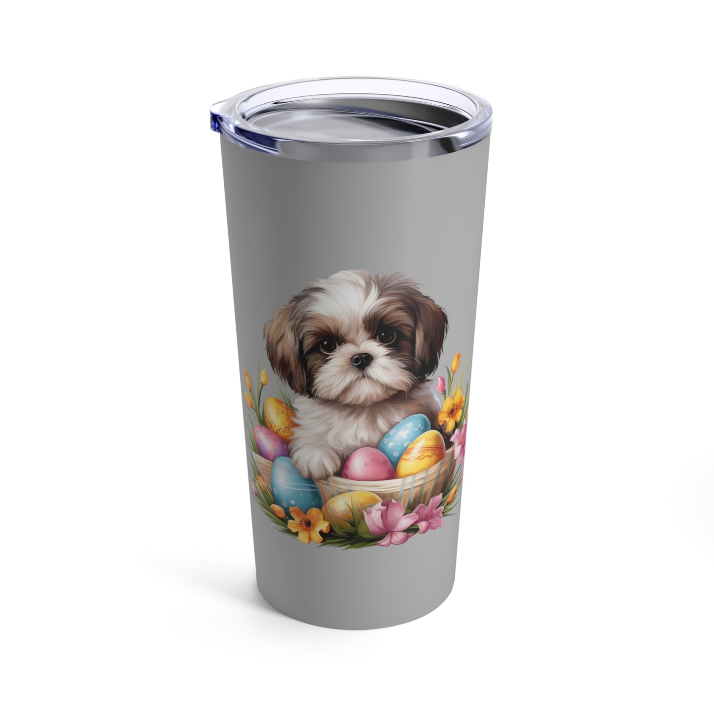 Shih Tzu Easter Stainless Steel Tumbler 20oz (Grey)