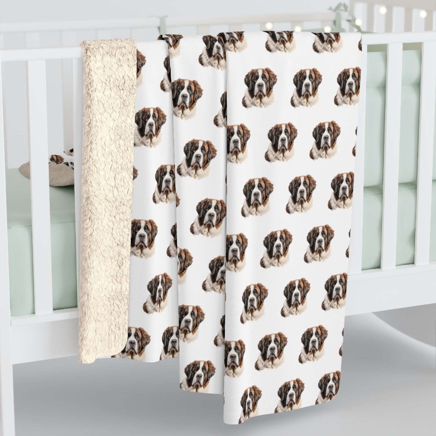Sherpa Fleece Blanket, St Bernard Dog Print Throw, Cozy Winter Home Decor, Pet Lover Gift, Animal Lover Present