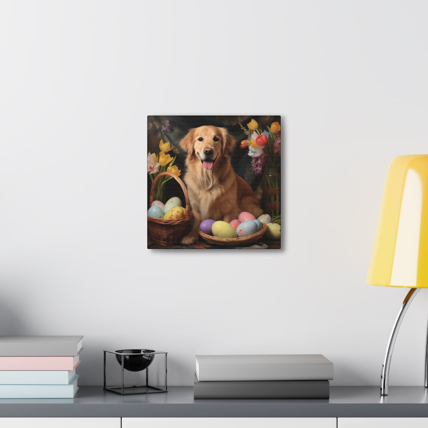 Golden Retriever Easter Wall Art - Spring Print - Canvas Gallery Wraps