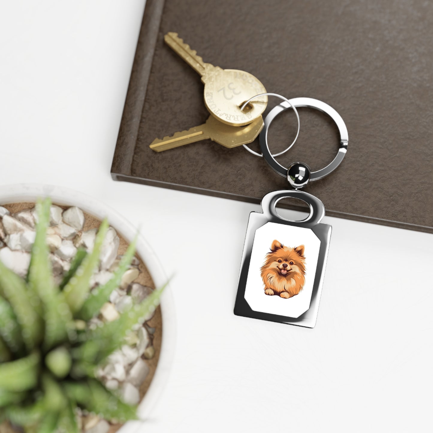 Pomeranian Rectangle Keyring