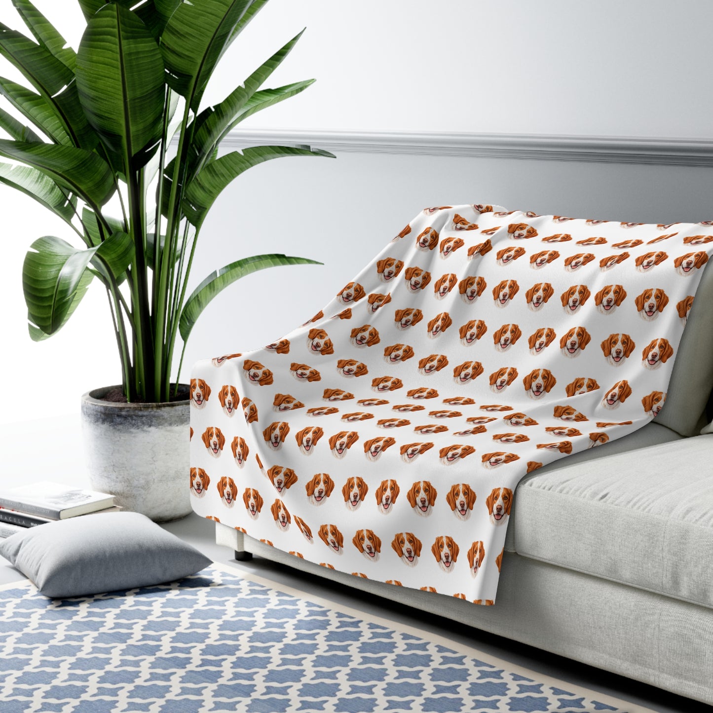 Brittany Spaniel Sherpa Fleece Blanket - Dog Lover Gift