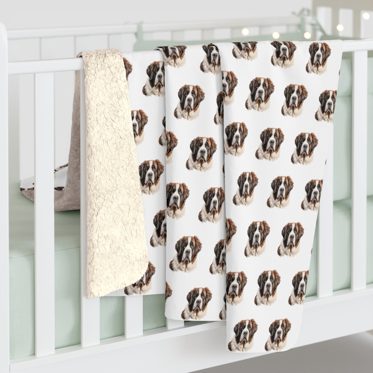 Sherpa Fleece Blanket, St Bernard Dog Print Throw, Cozy Winter Home Decor, Pet Lover Gift, Animal Lover Present