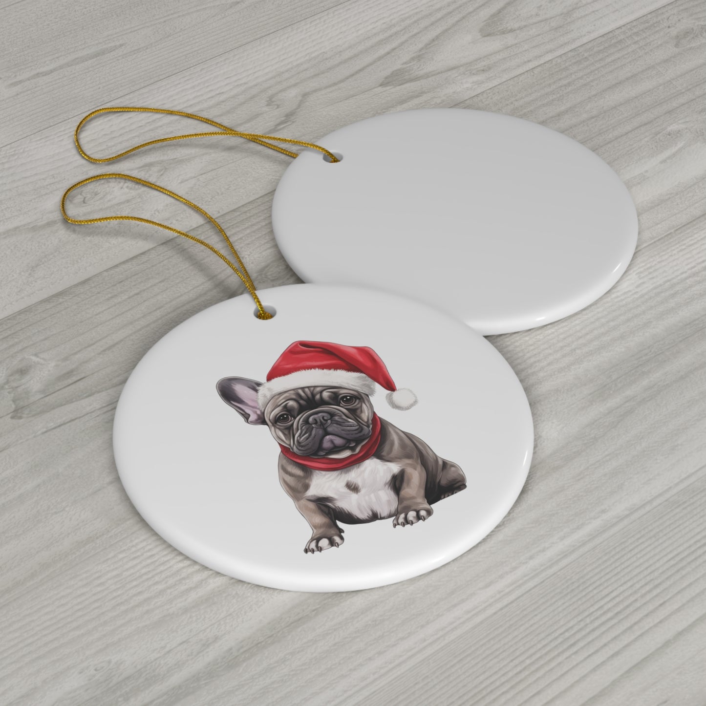 French Bulldog Christmas Ornament - Ceramic