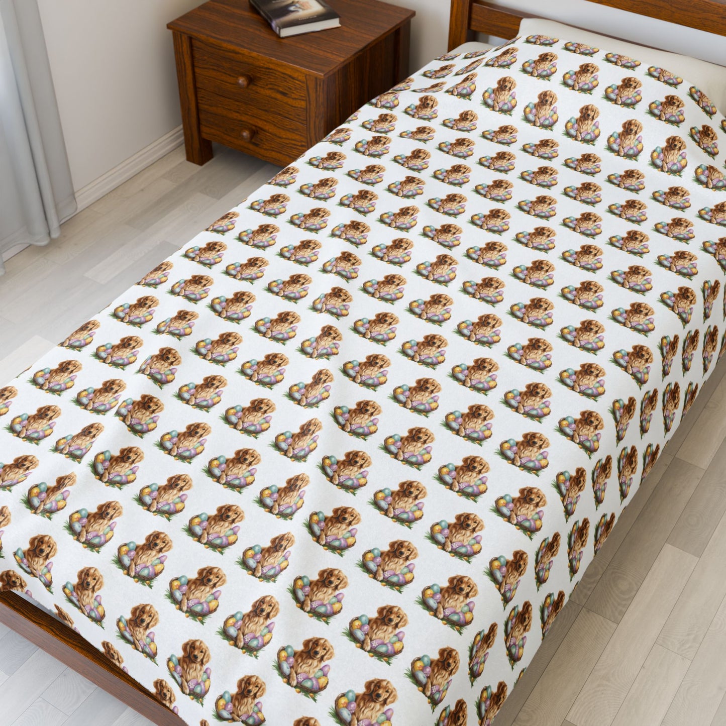 Easter Golden Retriever Blanket (Velveteen Plush)