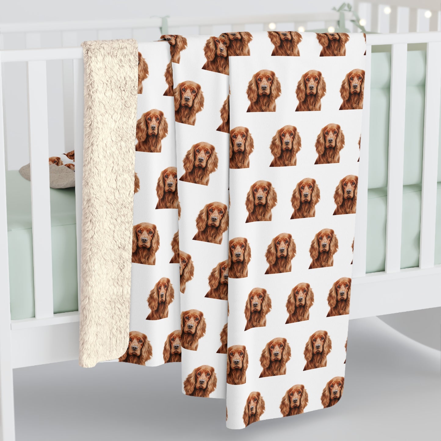Sherpa Fleece Blanket, Cocker Spaniel Dog Lover Gift, Pet Owner Bedding, Animal Print Throw, Cozy Home Decor, Custom Dog Portrait Bedspread