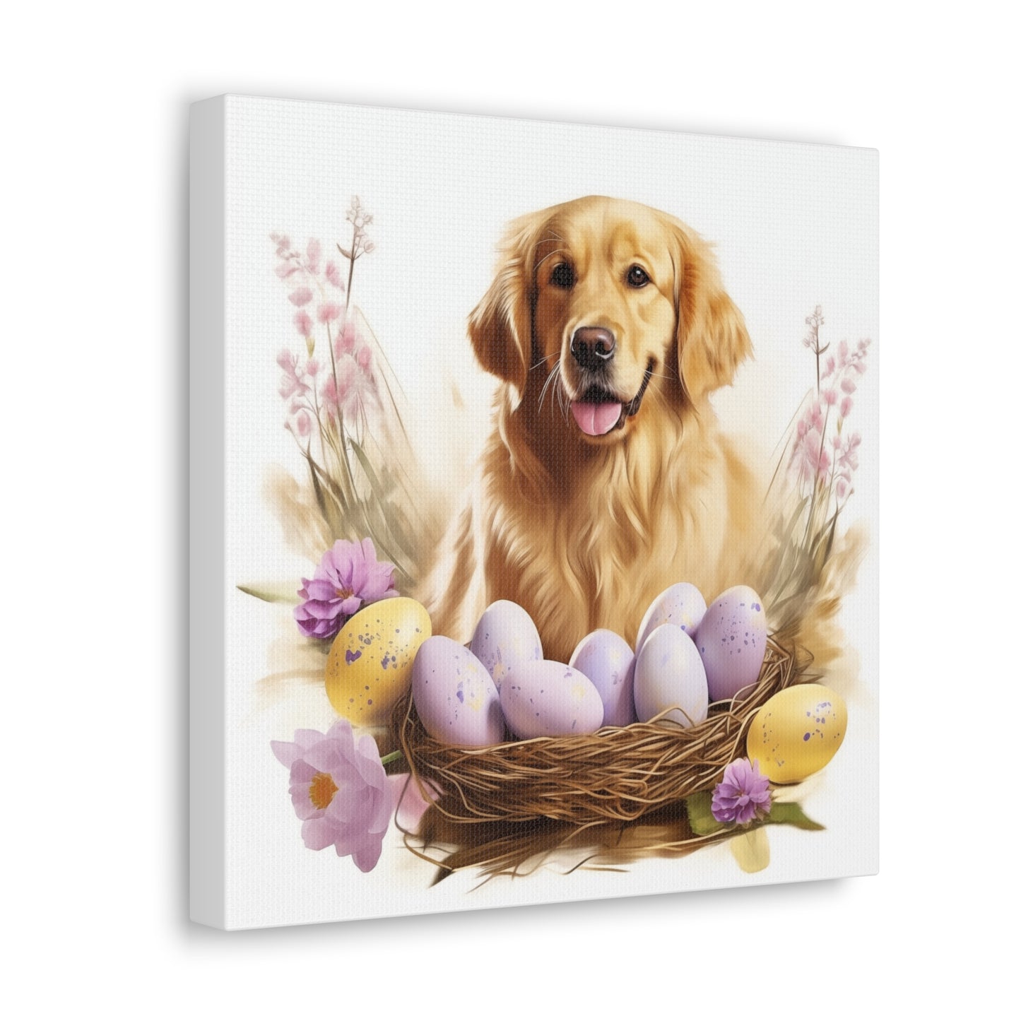 Golden Retriever Easter Wall Art - Spring Print - Canvas Gallery Wraps