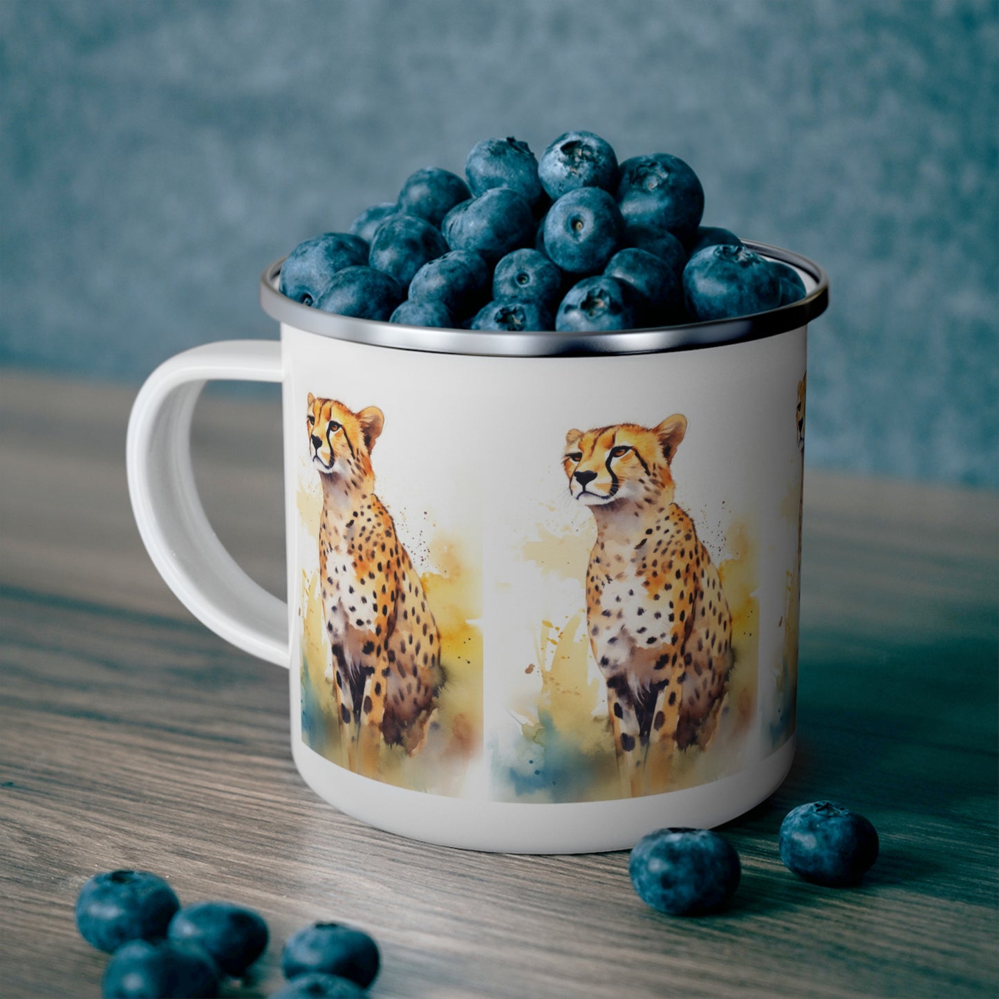 Cheetah Enamel Camping Mug