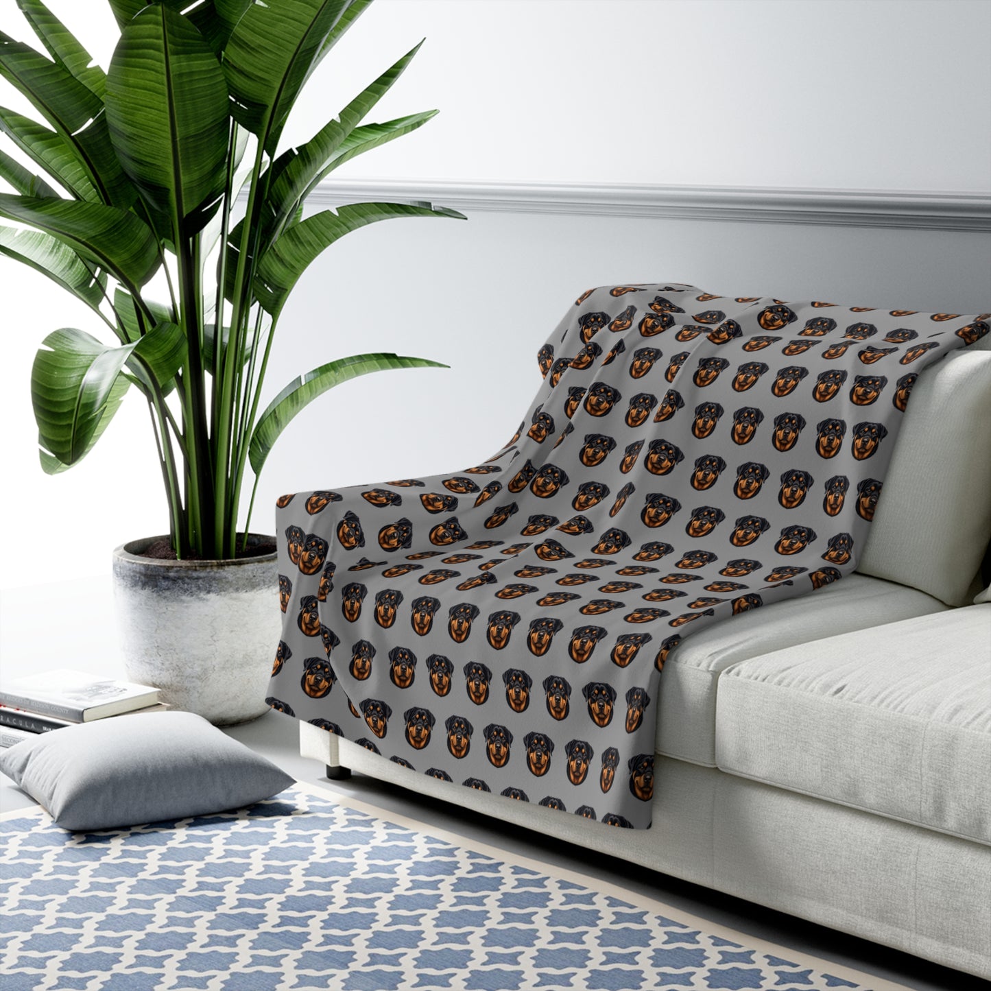 Grey Rottweiler Blanket | Dog Lover Gift