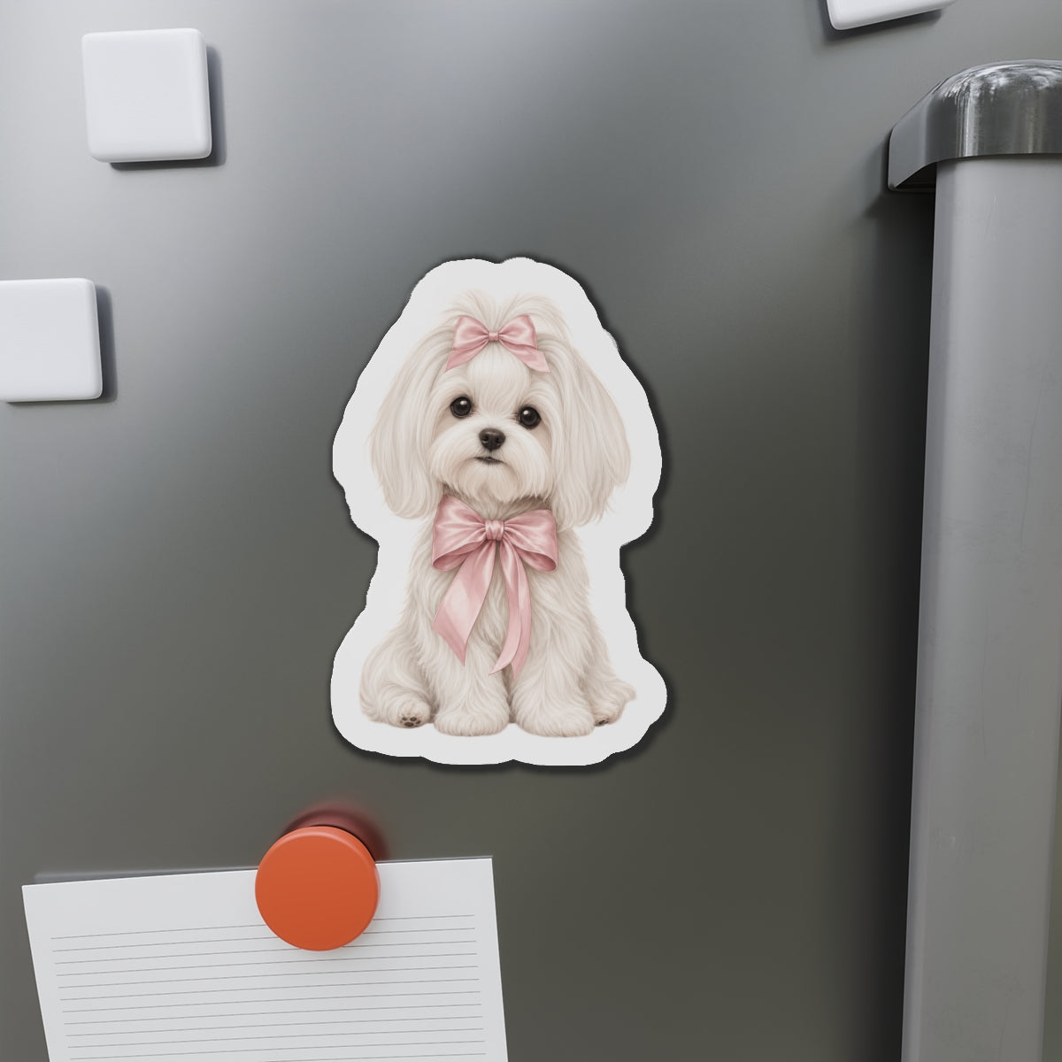 Maltese Dog Magnet - Boutique Bow Dog Lover Gift