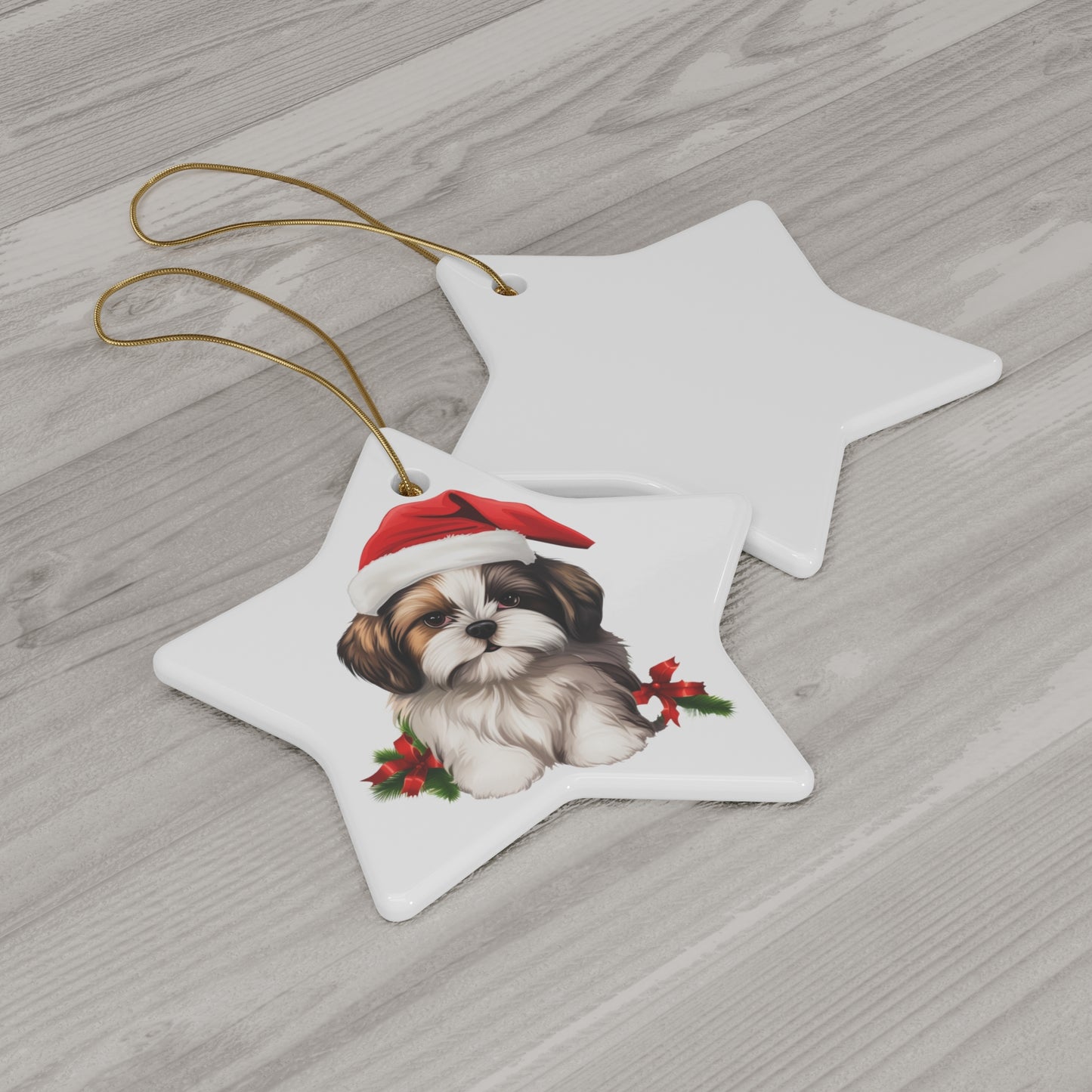 Shih Tzu Christmas Ornament - Ceramic