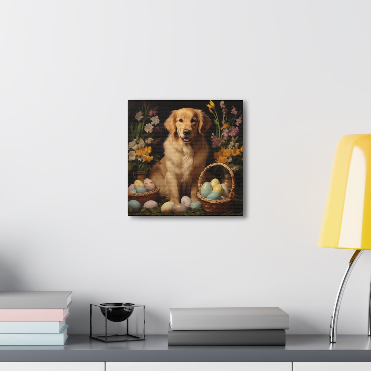 Golden Retriever Easter Wall Art - Spring Print - Canvas Gallery Wraps