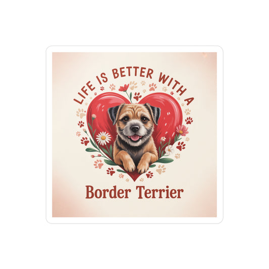 Border Terrier Kiss-Cut Vinyl Decals Stickers, Dog Lover Gift, Car Decals, Laptop Stickers, Pet Owner Gift, Animal Lover Decor