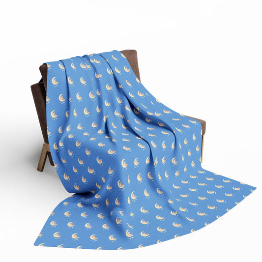 Fleece Blanket, cozy home decor, winter blanket, nursery decor, baby shower gift, cute bunny, moon design